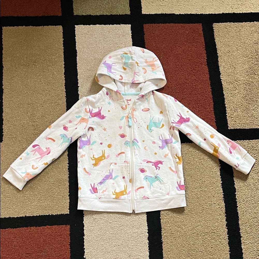 🦄✨Unicorn themed zip up sweatshirt / size small (6/6X)